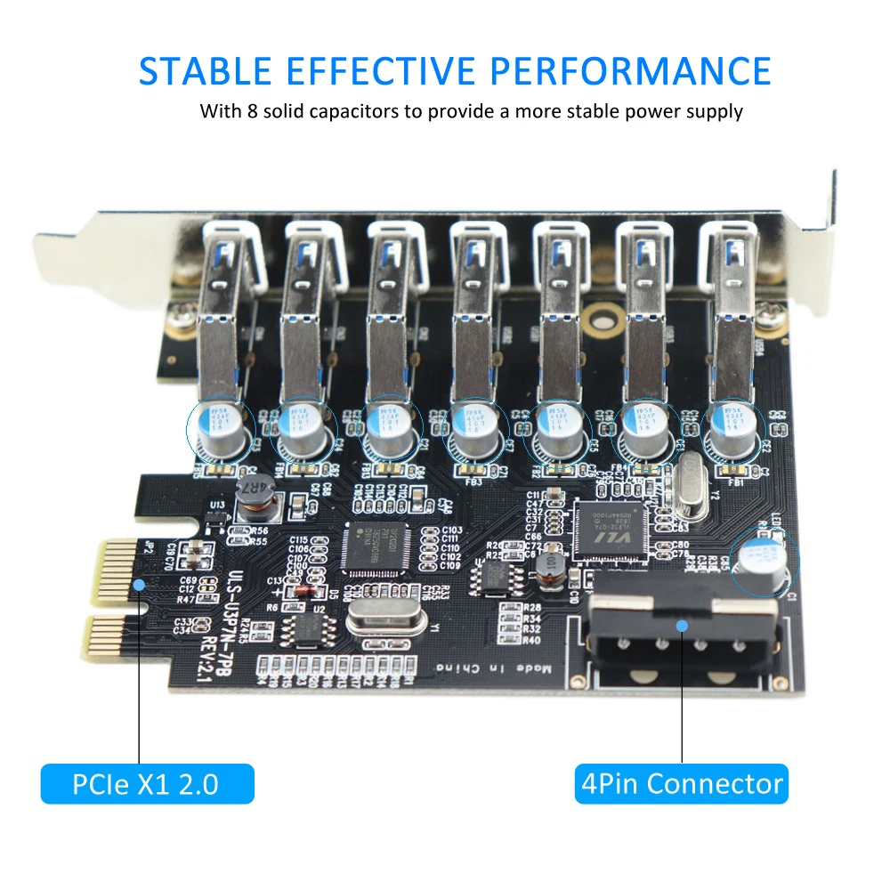PCIe к USB 3 0 7-портовая PCI Экспресс Плата расширения PCI-E USB3.0 концентратор с разъемом