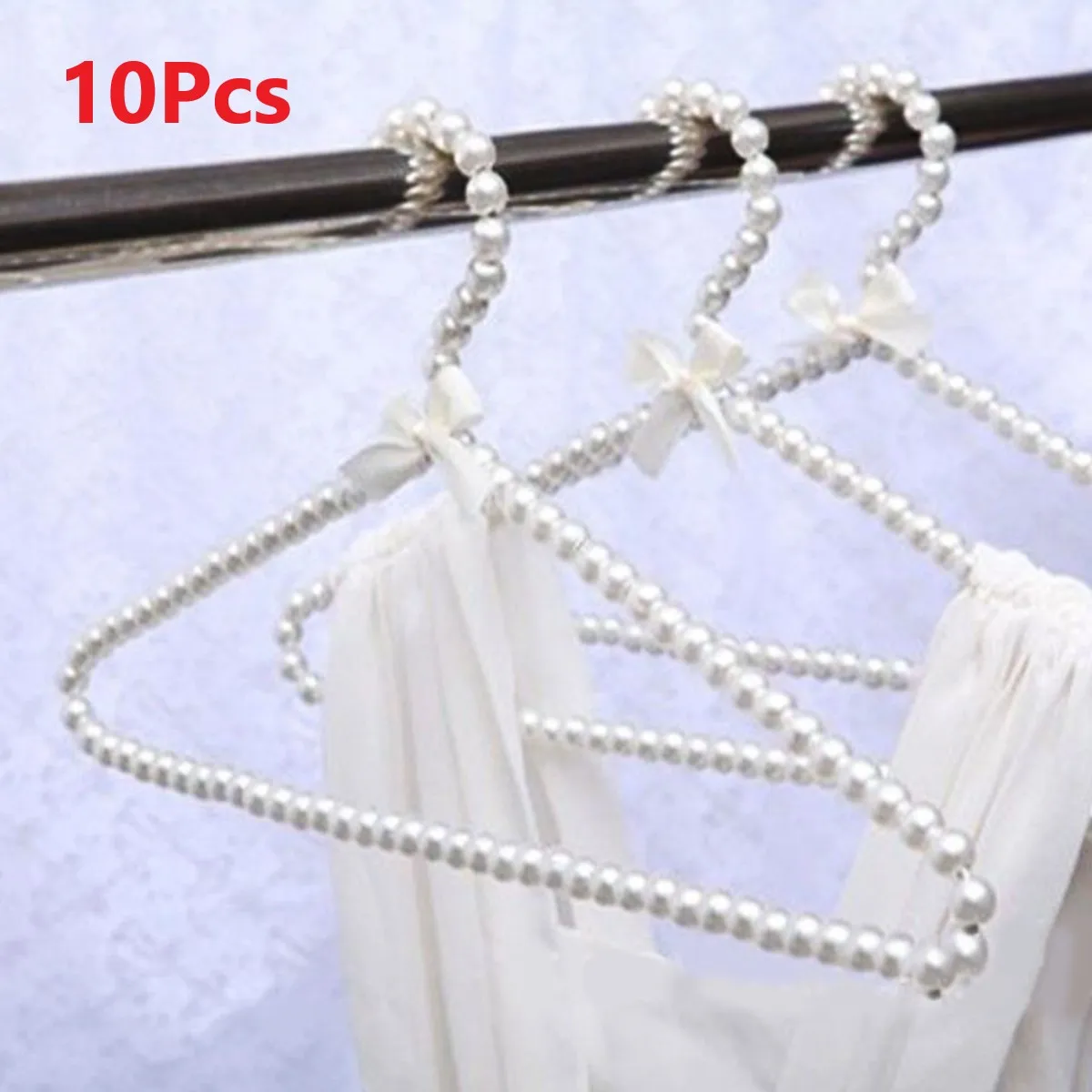 

10Pc Pearl Hanger Fashion Bow Hangers for Clothes 40cm Home Closet Space Saver Dress Storage Rack Pearl Rack 30cm Trouser Hanger