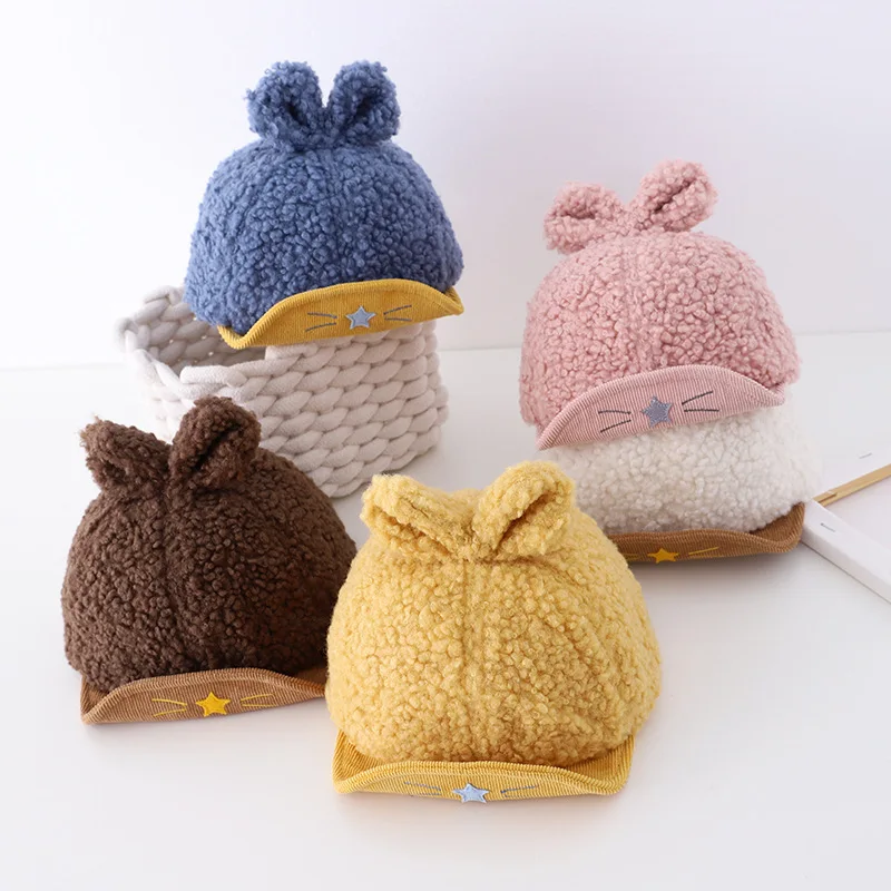 

Детская шапка детские милые шапки бейсболка для мальчиков и девочек осенне-зимняя теплая бархатная Кепка с кроличьими ушками