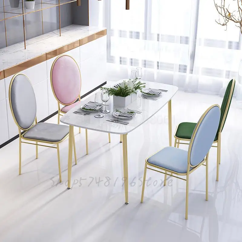 Скандинавский обеденный стул простая красная сетчатая кованая табуретка на