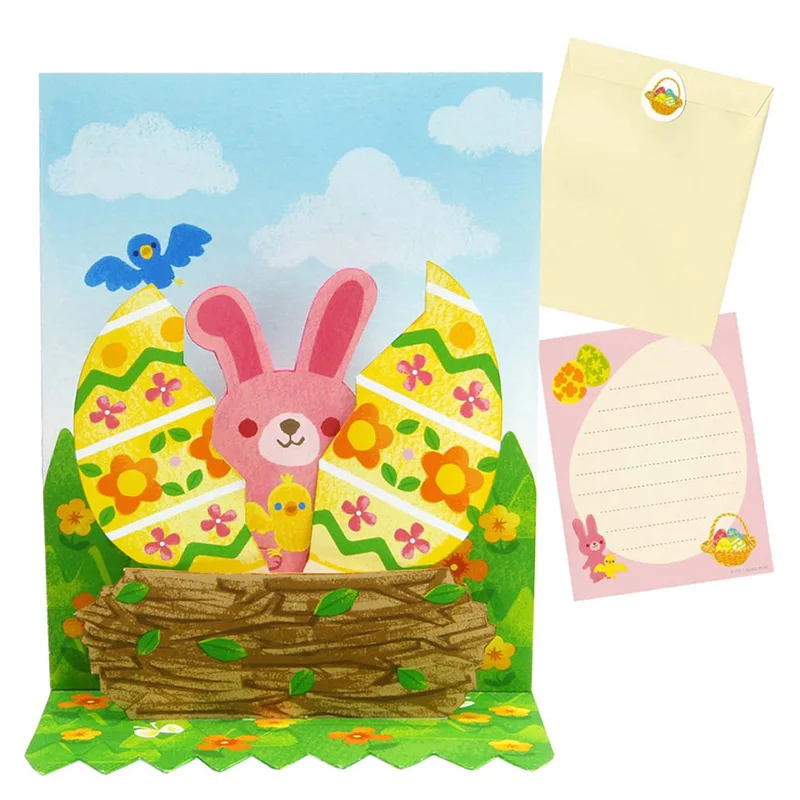 DIY всплывающие карты фон с пасхальными яйцами и кроликом ручной работы 3D Юбилей