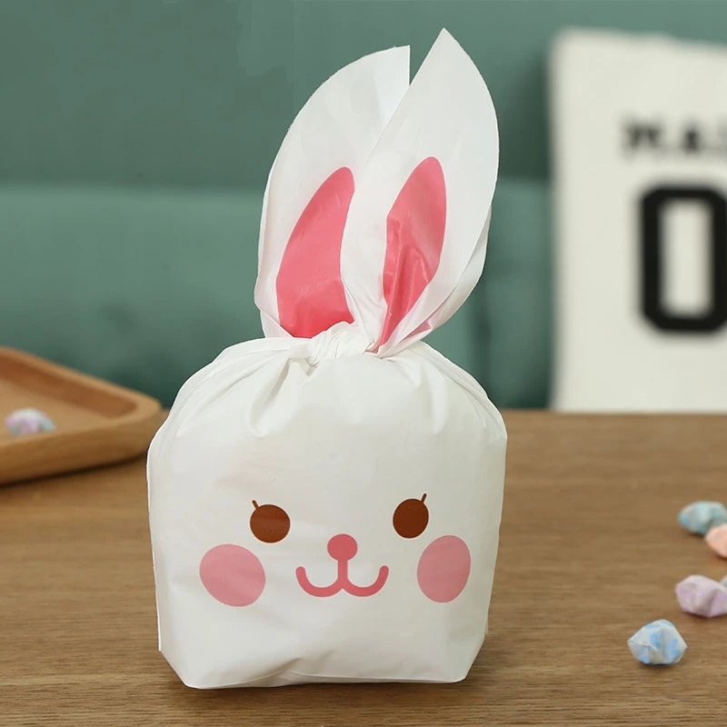 Pink rabbit 100 шт 13x22 10x17 16x27 см милые с кроличьими ушами для печенья сумки подарочные пакеты для конфет Печенье закуски выпечка посылка Свадебный день рождения Декор - Color: Pink rabbit