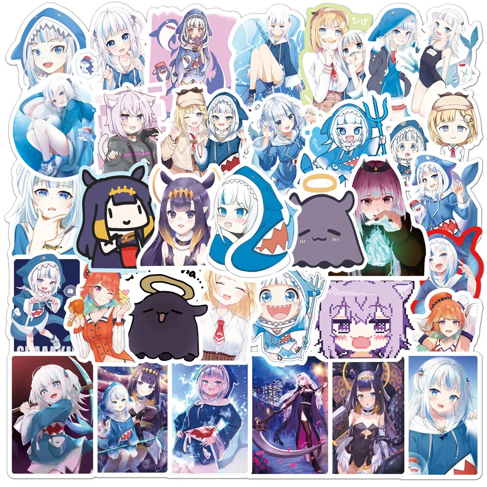 Hololive vtuber-pegatinas impermeables de PVC para equipaje, pared, coche, port&aacute;til, bicicleta, motocicleta, Notebook, juguetes, pegatinas, 10/50 Uds.-0
