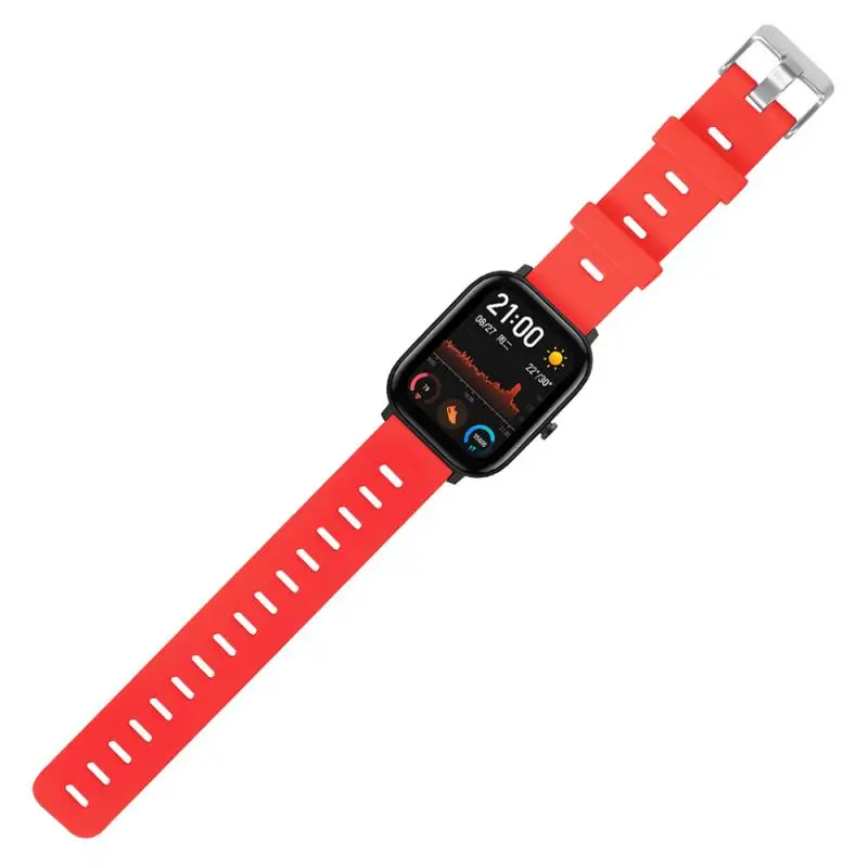 Смарт-ремешок для Huami Amazfit GTS 20 мм с плоской головкой, монохромный Мягкий Силиконовый Модный ремешок, браслет, аксессуары