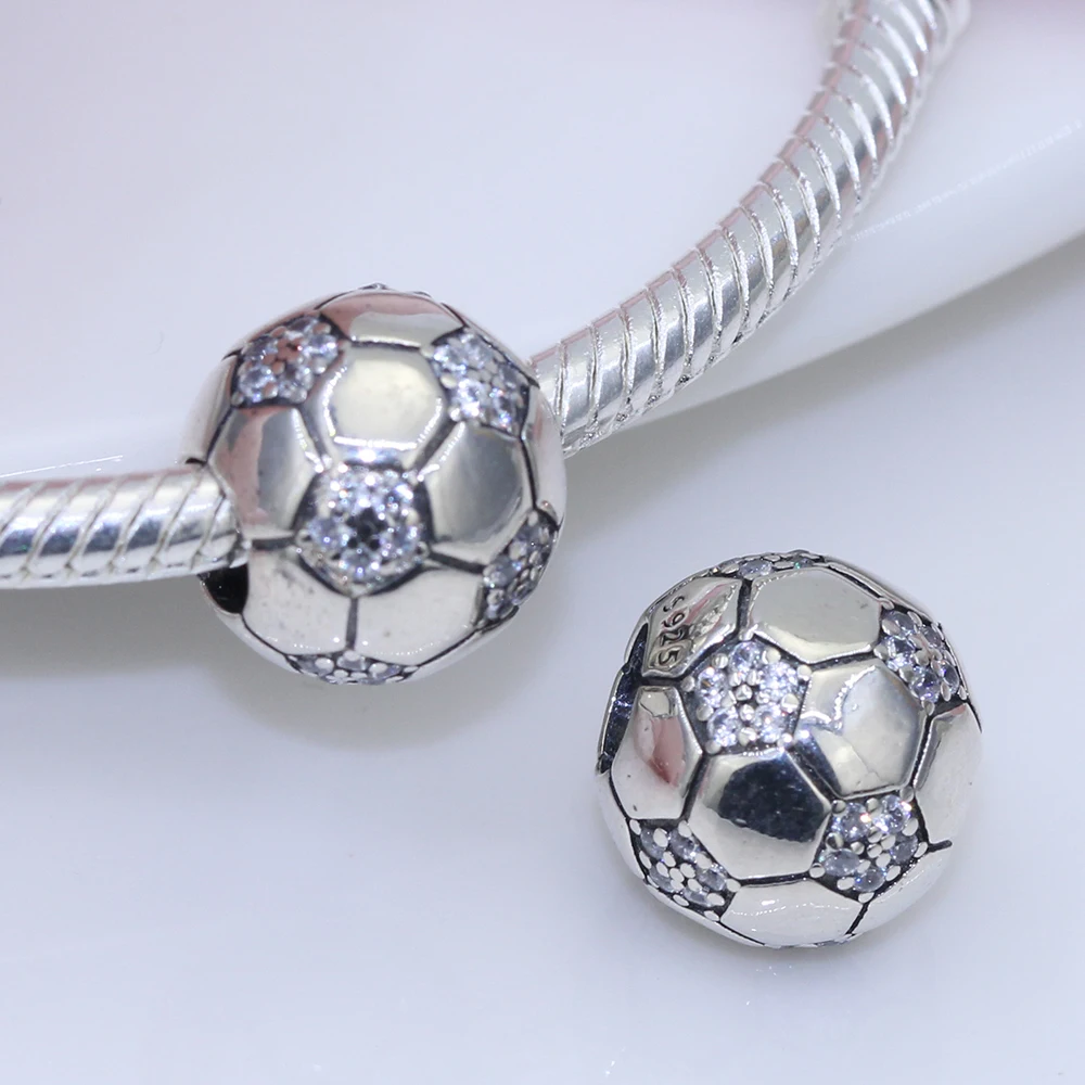 

Fit Original Pandora charms bracelet beads S925 sterling silver Football beads women's popular jewelry girlfriend gifts