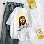 Женская футболка с забавным портретом Иисуса, Женская хипстерская футболка с графическим принтом, модная футболка 2021, топы, футболка, Прямая поставка, повседневная женская футболка