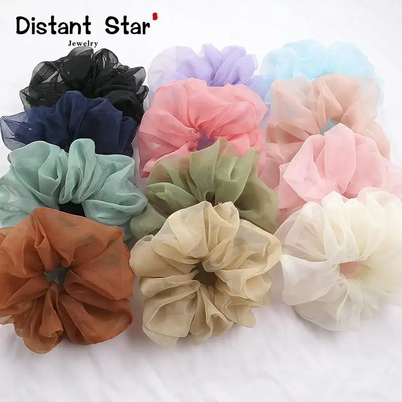 Модное шифоновое платье резинка для волос с помпоном из шерсти однотонная Цвет