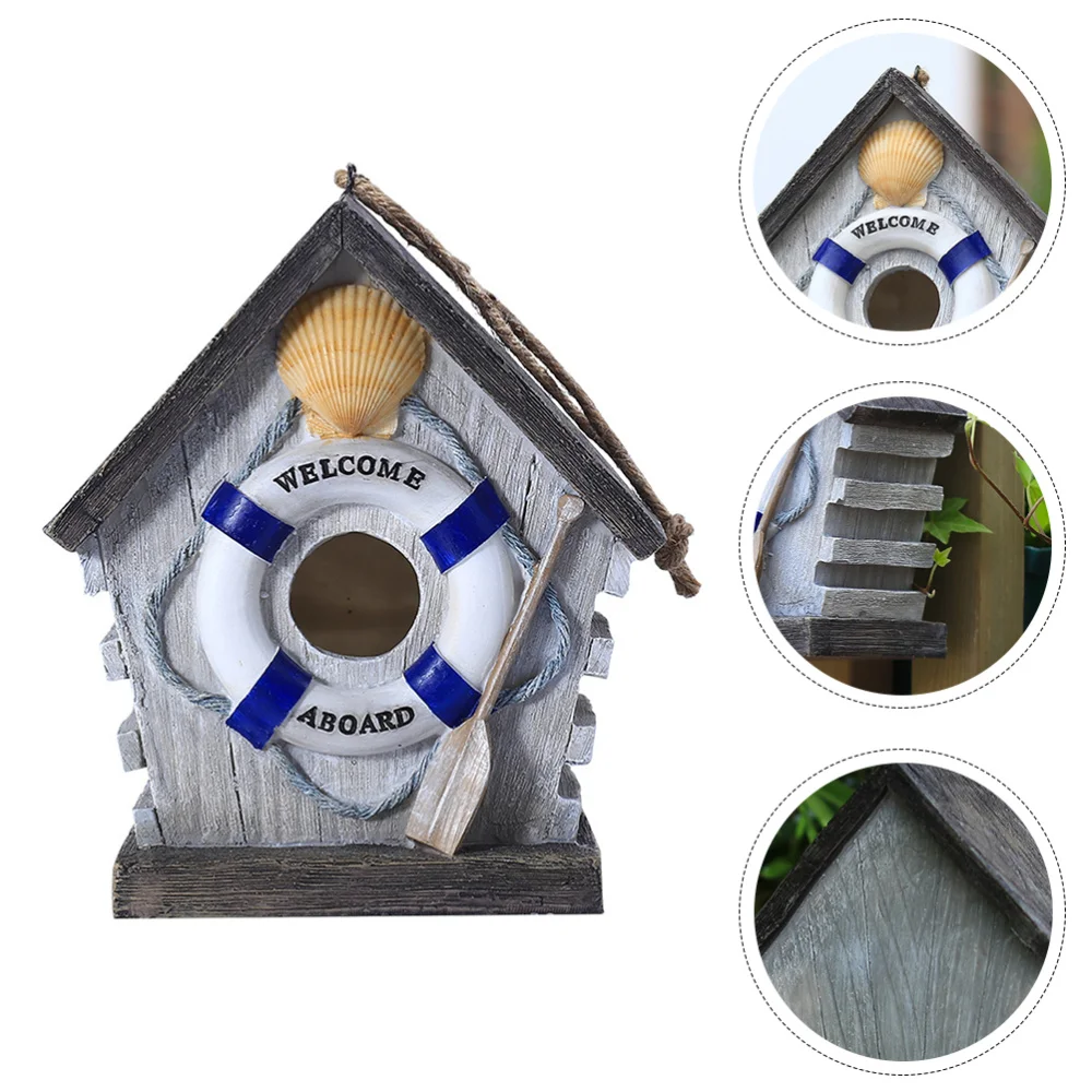 

Resin Decorative Nest Bird House Hanging Statue Outdoor Garden On-Tree Sculpture