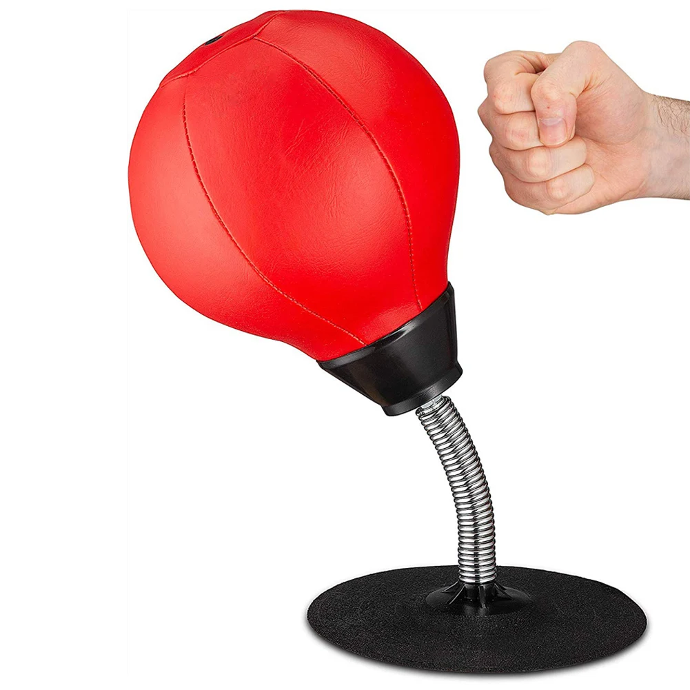 

Desktop Punching Bag Stress Buster Inflatable PU Leather Suction Cup Stress Relief Ball with Pump for Home Office Fitness