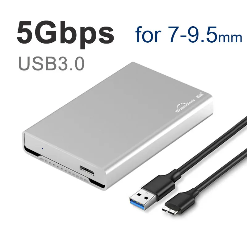 B-A for 9.5 mm Корпус для жесткого диска usb 3,1 type C полностью металлический алюминиевый жесткий диск caddy 2,5 чехол для внешнего жесткого диска для sata hdd ssd blueendless - Цвет: B-A for 9.5 mm