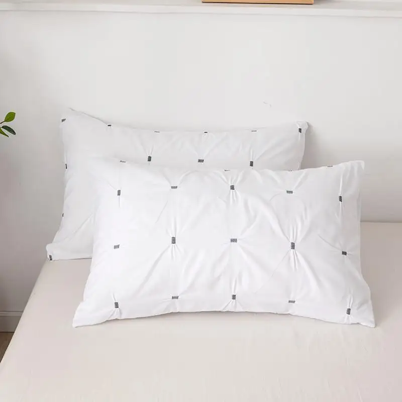 

White Gray Comforter Bedding Set Solid Bed Covers Pinch Pleated Art Work Single Size Queen Size 3 With pillowcase without sheet