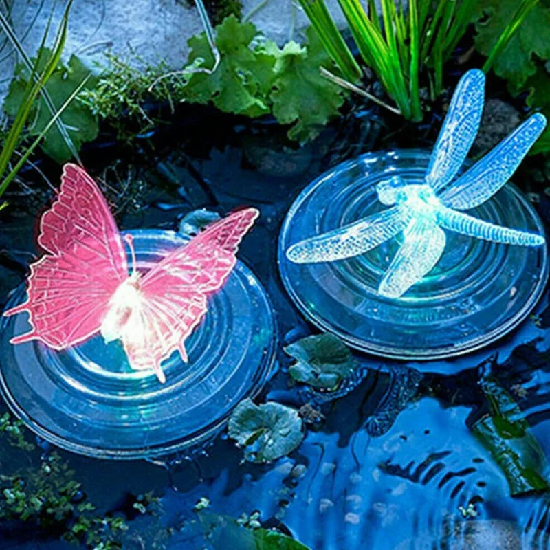 Newest Solar LED Float Lamp RGB Color Change Butterfly Dragonfly Outdoor Pond Water Light | Лампы и освещение