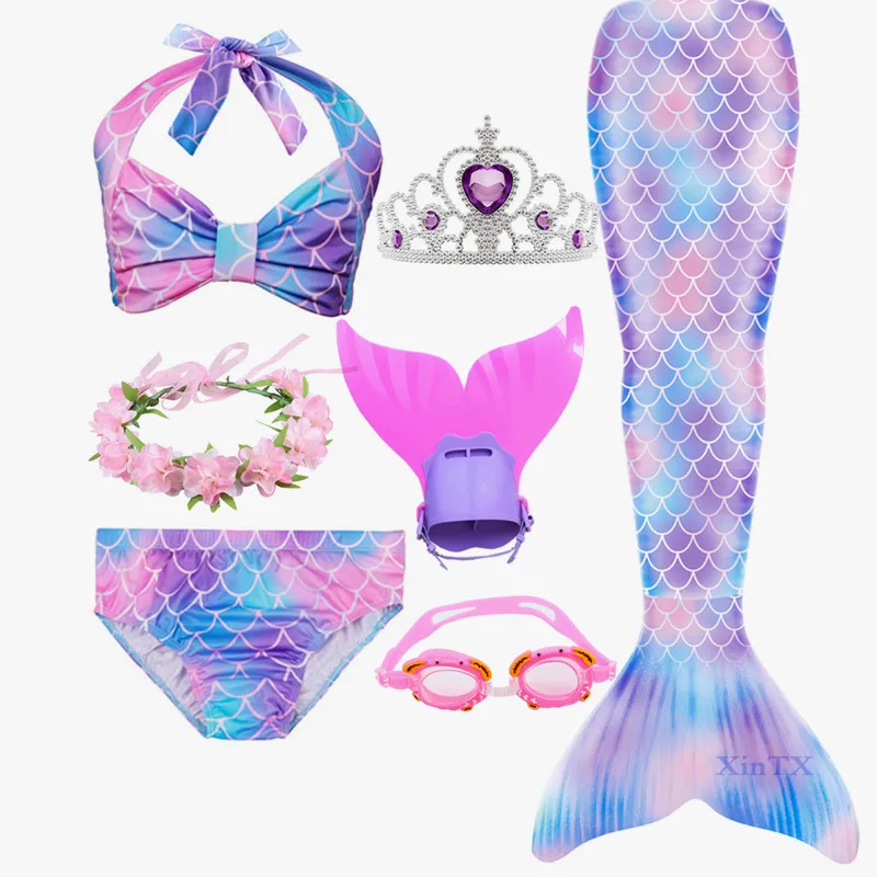 

Kids Mermaid With Flipper Monofin Swimsuit Girls Bikini Girls Mermaid Cosplay Swimming Costume Swimsuit