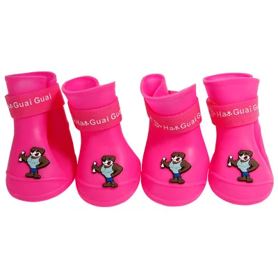 

Fenice 4pcs/lot Pet Dog Rain Shoes for Dogs Booties Rubber Portable Anti Slip Waterproof Pet Dog Cat Rain Shoes