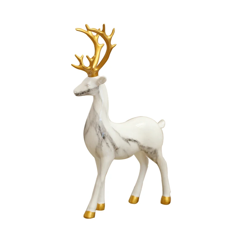 

Nordic Modern Luxury Creative Porch Luck Deer Ornament Home TV Wine Cabinet Decoration move to New House Gift Crafts Figurines