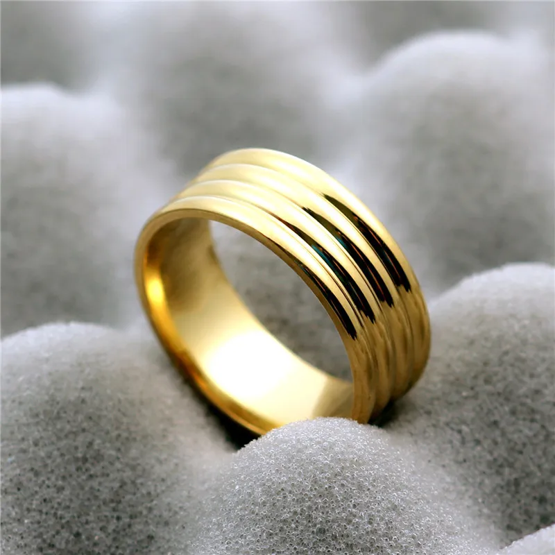 8mm Gold Хит! Мужские кольца на палец, титановое кольцо из нержавеющей стали, Золотое кольцо 8 мм, мужские подарки, свадебные мужские ювелирные изделия - Цвет основного камня: 8mm Gold