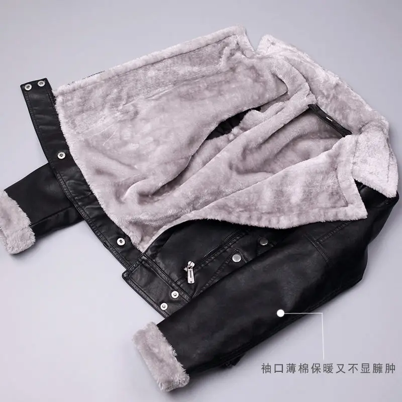 

Leather Jacket Women's Cold-proof New Short Style Plus Velvet Thick Pu Leather Jacket Motorcycle Fur Coat Female Winter Tide