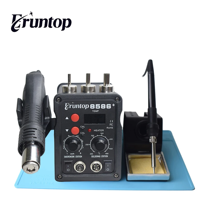 Паяльная станция Eruntop 8586 + с цифровым дисплеем электропаяльником и термофеном SMD
