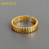 qmcoco korean silver color s shape simple vintage opening adjustable personality ring versatile woman jewelry accessories