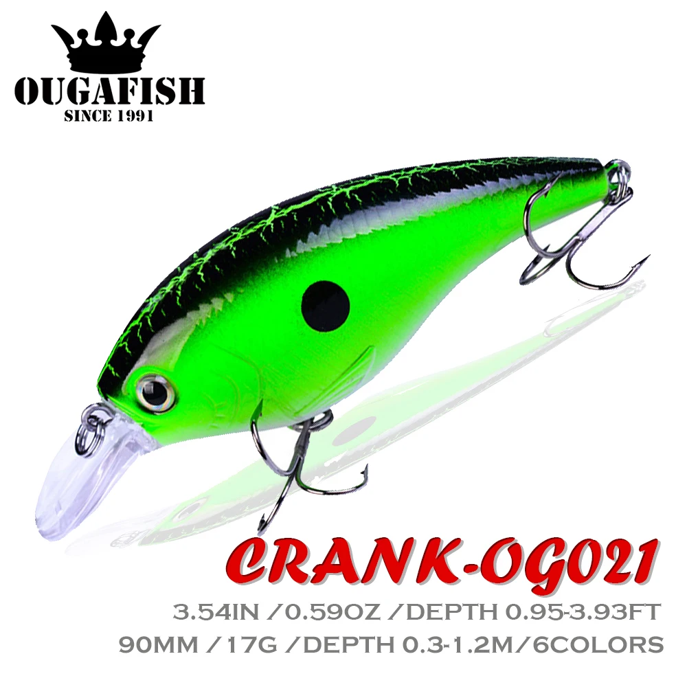 

2021 Crankbait Fishing Lure Accessories Weight 17g 90MM Crank Bait Depth 0.3-1.2m Pesca Saltwater Lures For Pike Fish Tackle