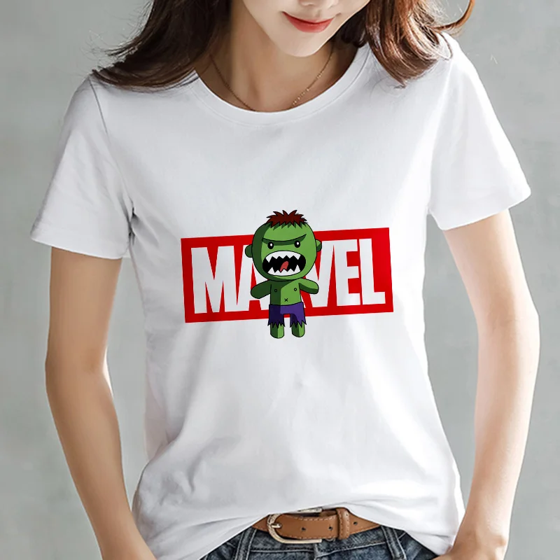 XWT2559 LUSLOS серия Marvel Футболка модная Супергерои мультфильм печать белая футболка Женская Повседневная короткий рукав o-образный вырез футболки - Цвет: XWT2559
