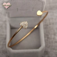 fashion accessory love shaped bracelet with gold color and two peach hearted jewelry elegant wedding gift accesorios mujer 2019
