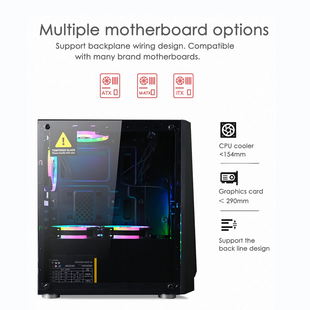 Игровой чехол IXUR Mid Tower MicroATX для ПК панель из закаленного стекла вход/выход