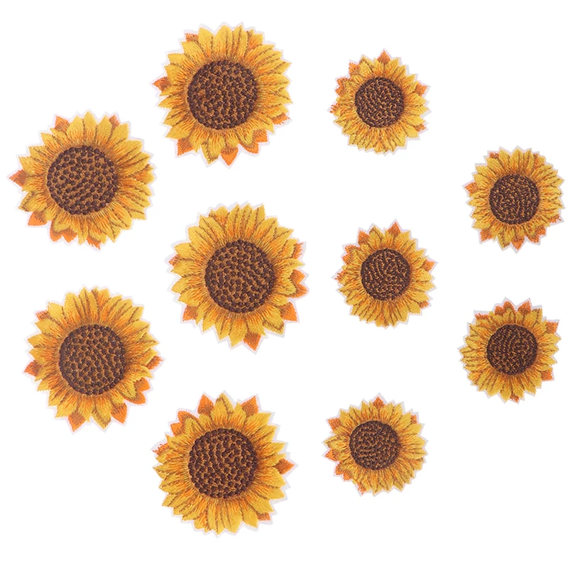 5 шт./лот патч с вышивкой в виде подсолнуха наклейка утюгом для пришивания цветов