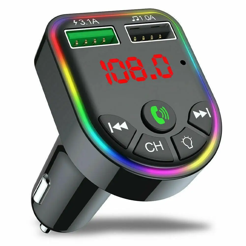 

Ambient light Bluetooth 5.0 FM transmitter Car MP3 player Wireless receiver USB fast charging TF car accessories