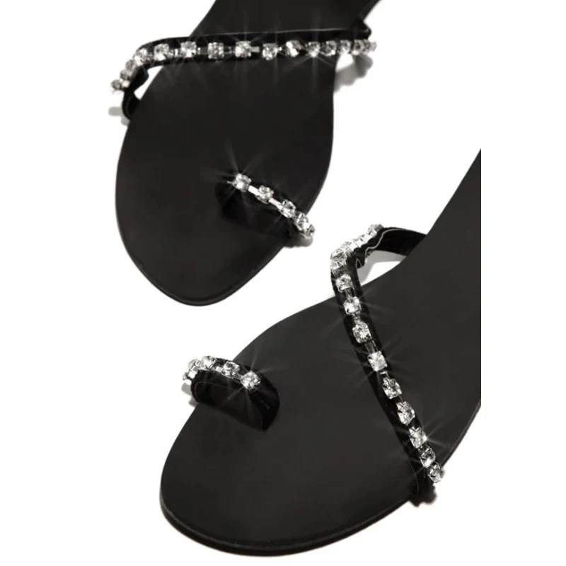

2020 Women Summer Flat Sandals Roman Sandals Handmade Rhinestones Comfortable Flat Shoes Plus Size