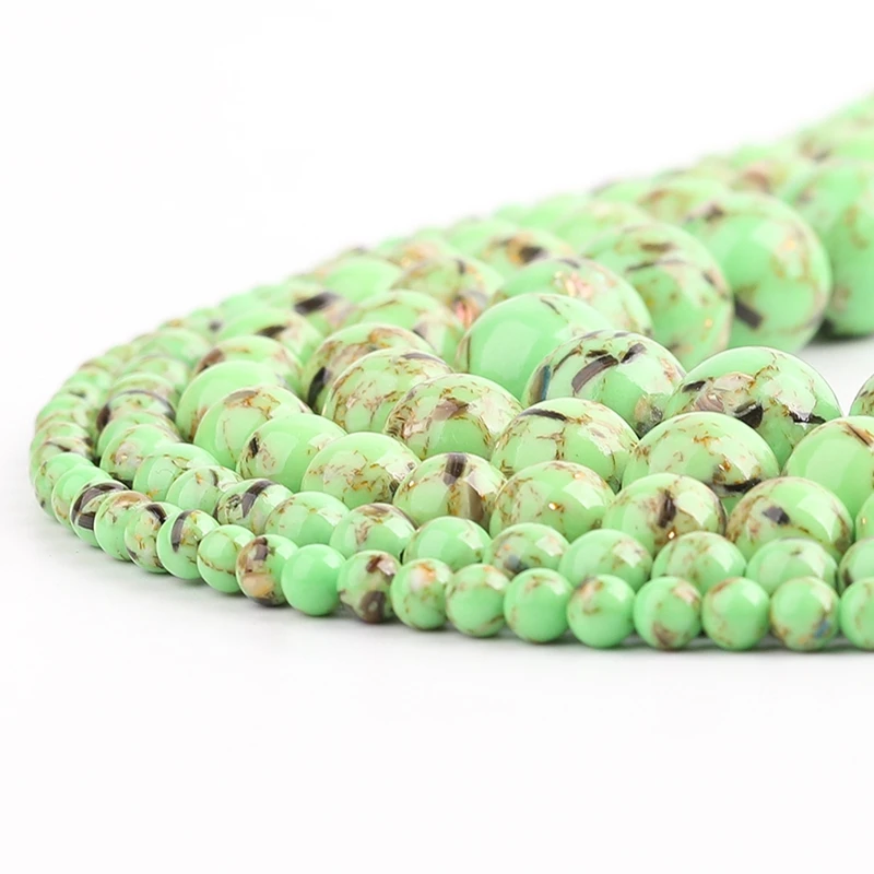 Оптовая светильник-Зеленые Бусины Howlite Mala из бирюзы круглые бусины для