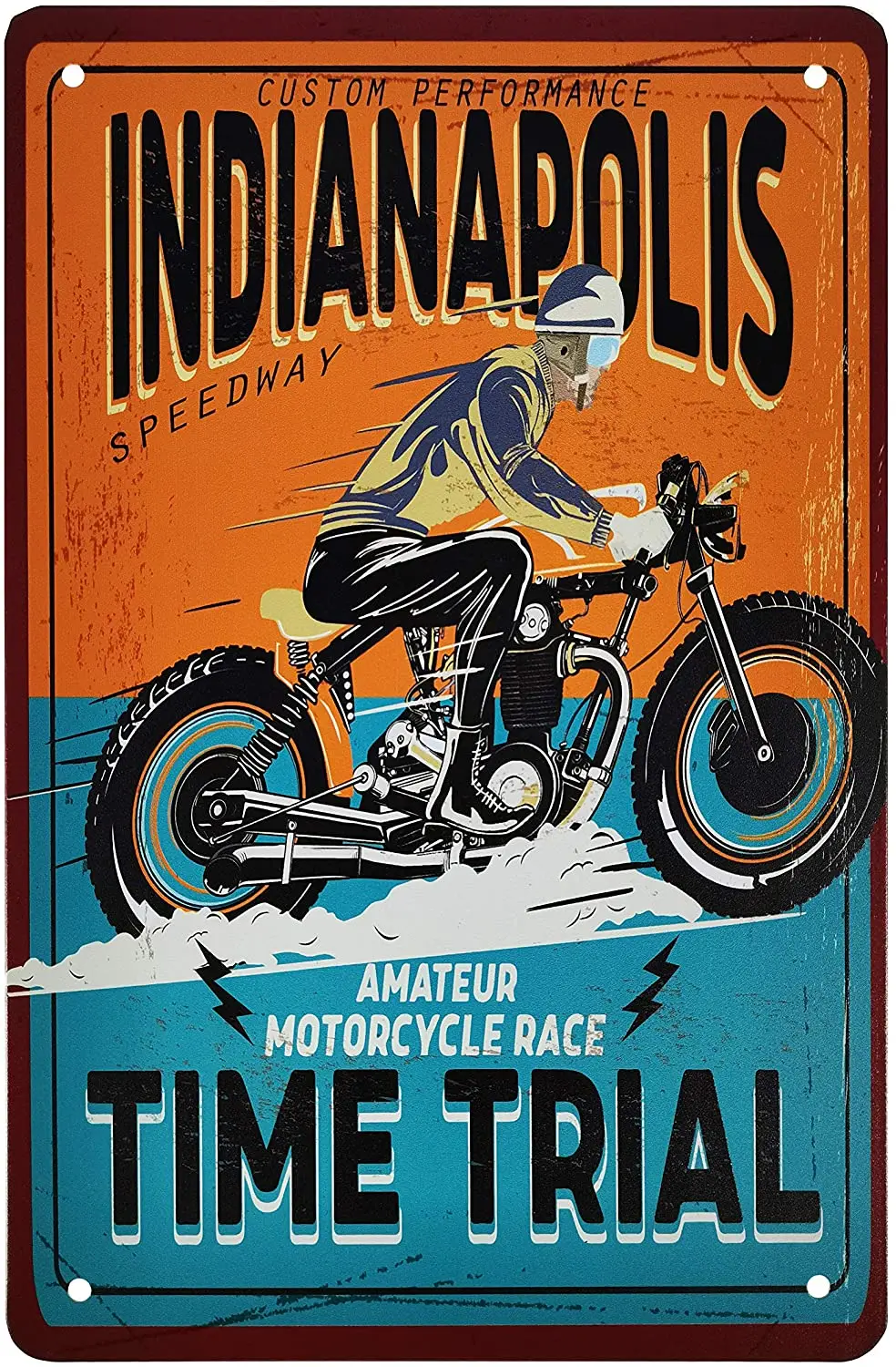 

Indianapolis Tin Sign Amateur Motorcycle Race Time Trial Vintage Metal Pub Club Cafe Bar Home Wall Art Decoration Poster Retro
