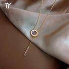 Роскошное римское цифровое бесцветное ожерелье из титановой стали для женщин модные корейские Драгоценности рождественское сексуальное колье с фиолетовыми кристаллами