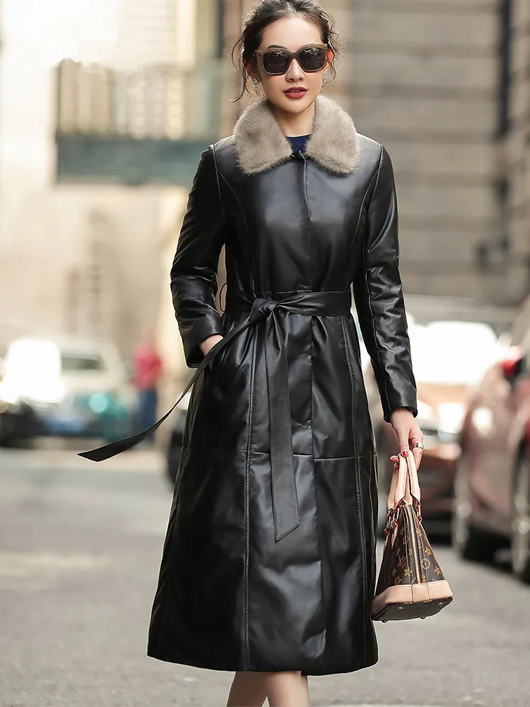 Кожаного жакета типом настоящие зимние пальто для женщин норки меховой воротник