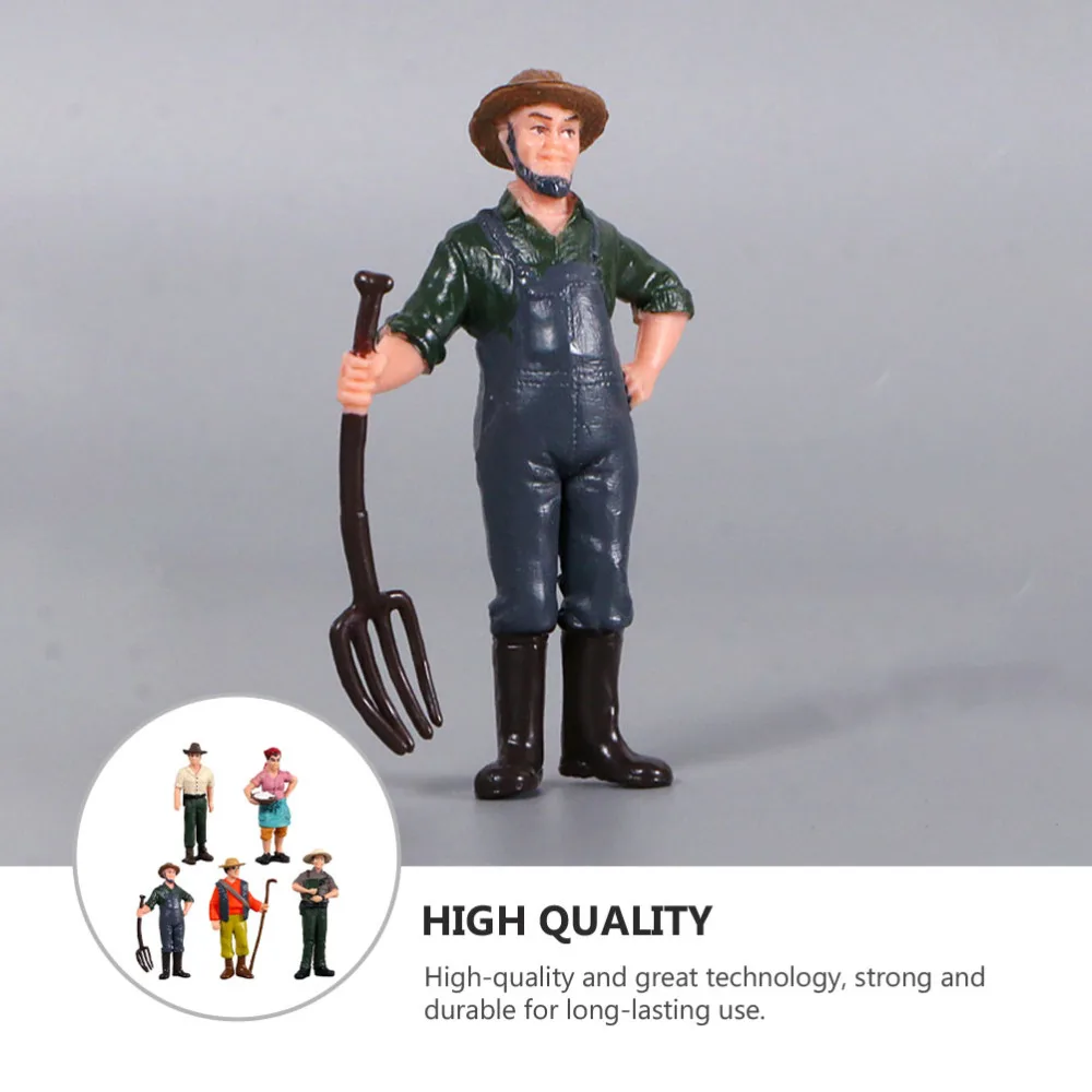 

5Pcs Simulated Farmer Figure Models Countrywoman Models Landscape Figures Toys
