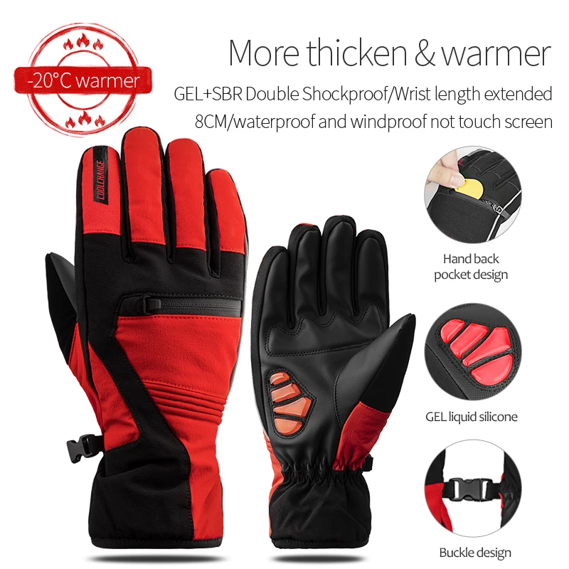 91057 Winter Red Coolизменить перчатки для велоспорта ветрозащитные спортивные перчатки с сенсорным экраном для езды на велосипеде с полным пальцем спортивные Гелевые перчатки для горного велосипеда мужские и женские перчатки - Цвет: 91057 Winter Red