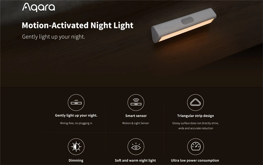 

Aqara LED Corridor Night Light Smart Human Body motion Sensor light with light Sensor For Smart Home Bedside aisle