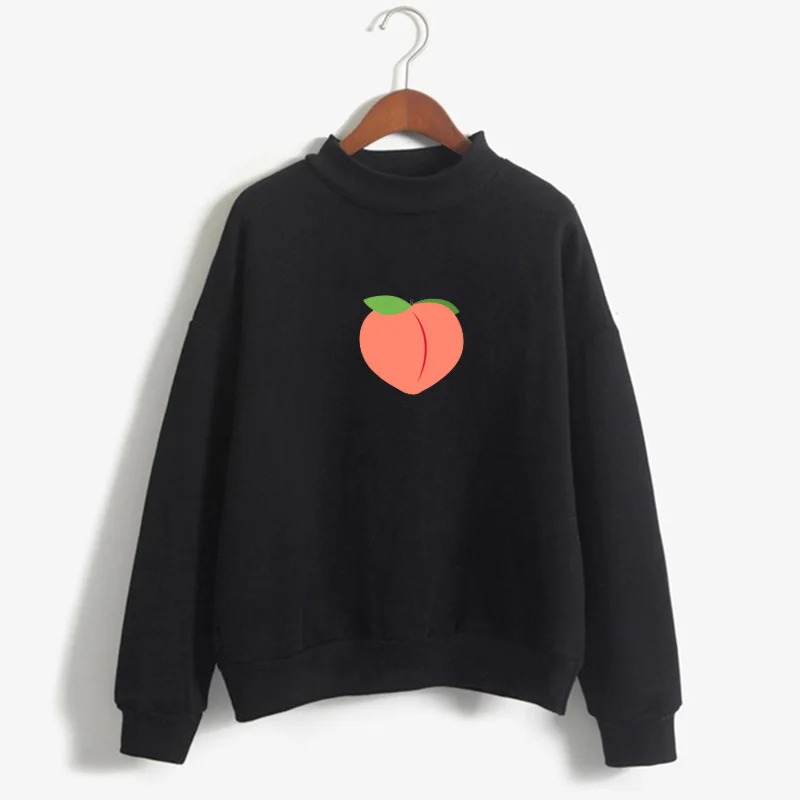 sweatshirt black Толстовка с цветами абрика пиксель арт персик молоко коробка унисекс Толстовка для подростков блесток персик толстовка одежда с изображением фруктов/подарок для женщин/Pe - Цвет: sweatshirt black