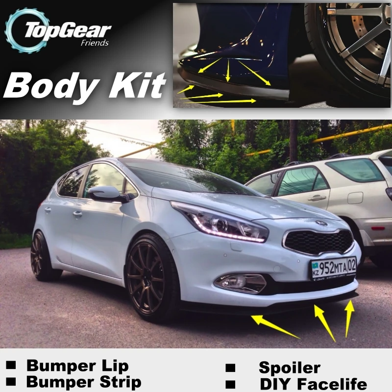 Дефлектор губ на бампер для KIA Cee 'd юбка переднего спойлера ДЛЯ TOPGEAR Friends тюнинг