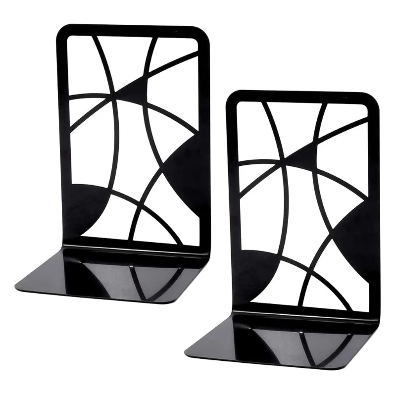 

New 1 Set Hollow-out 3D Bookends Metal Book Ends for Home Office Book Shelf Holder Home Decorative Book Stoppers Book Holder