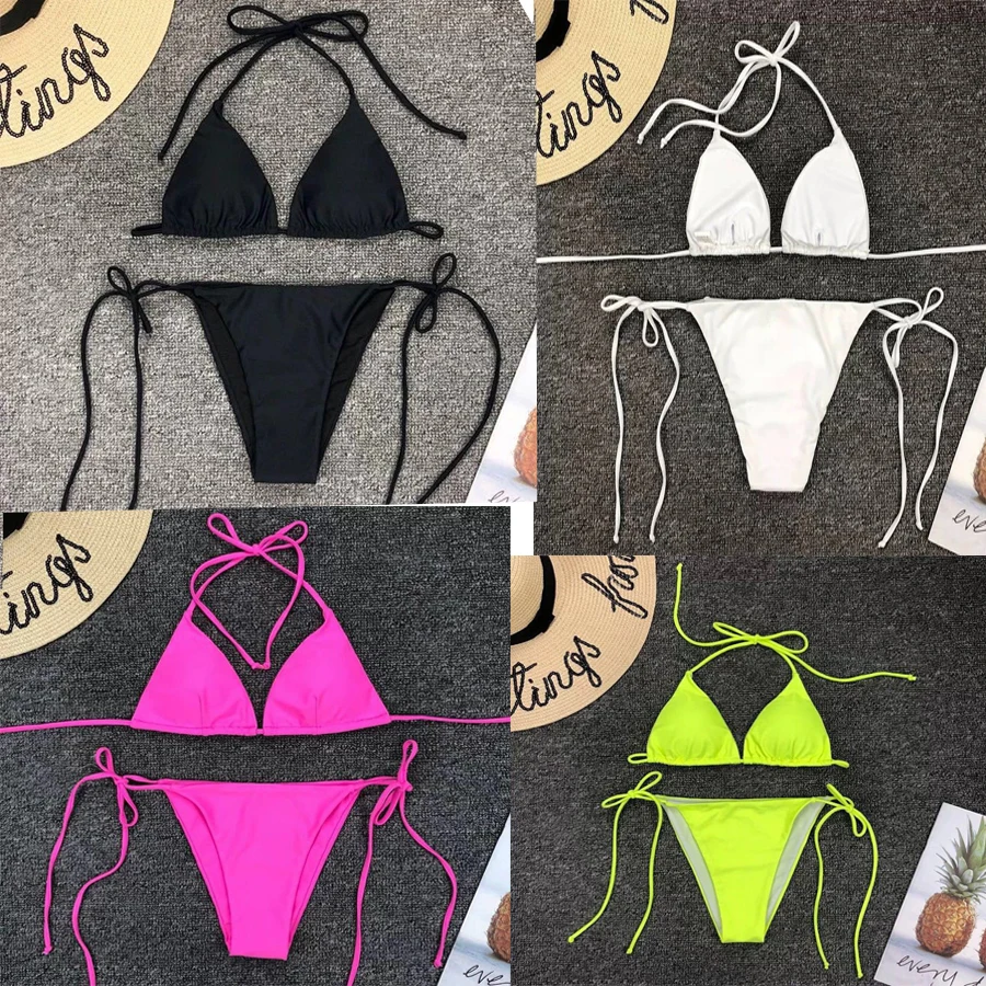 2 шт. пикантные Для женщин летние купальники бикини комплект бюстгальтер с