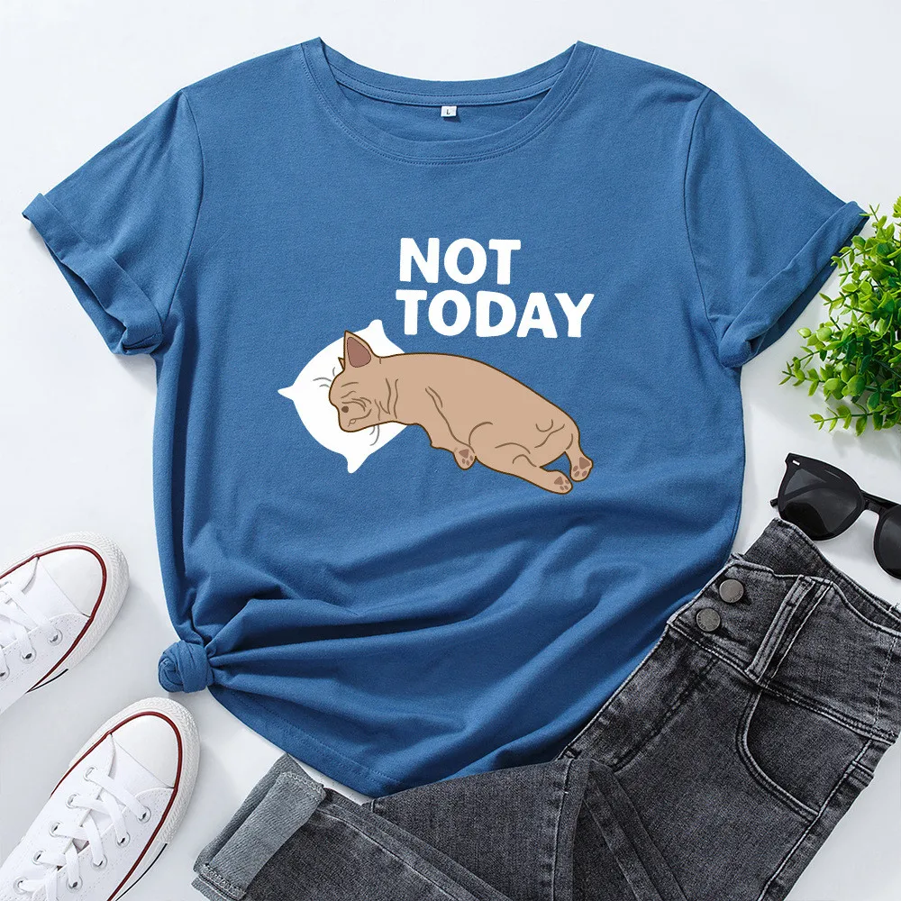 

Not Today T Shirt Women 5XL Plus Size Cotton Aesthetic Graphic Tees Funny Lazy Dog Print Short Sleeve Summer Oversized Tshirts