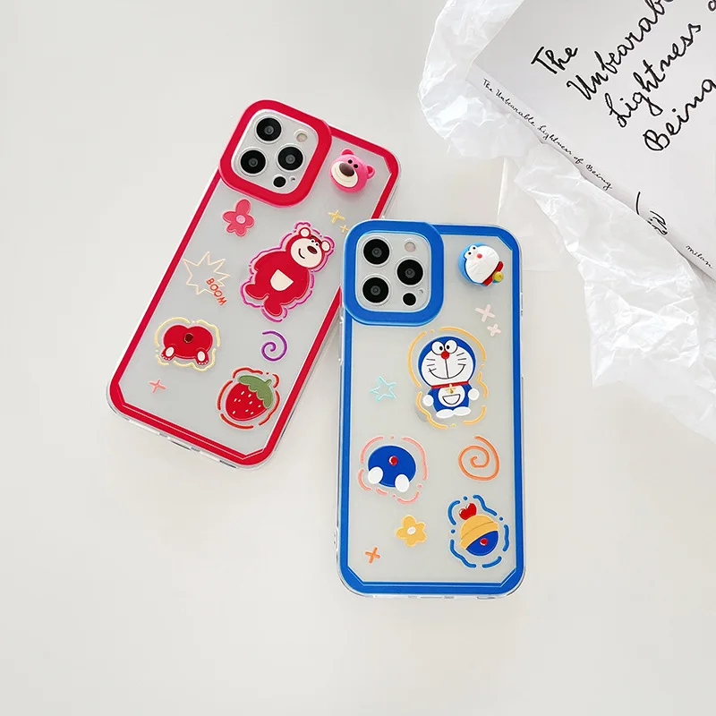 

Doraemon cartoon transparent phone case for iPhone12mini/11promax/12pro/xs/xsmax/se/xr/7/8/7plus/8p/ cute couple phone cover
