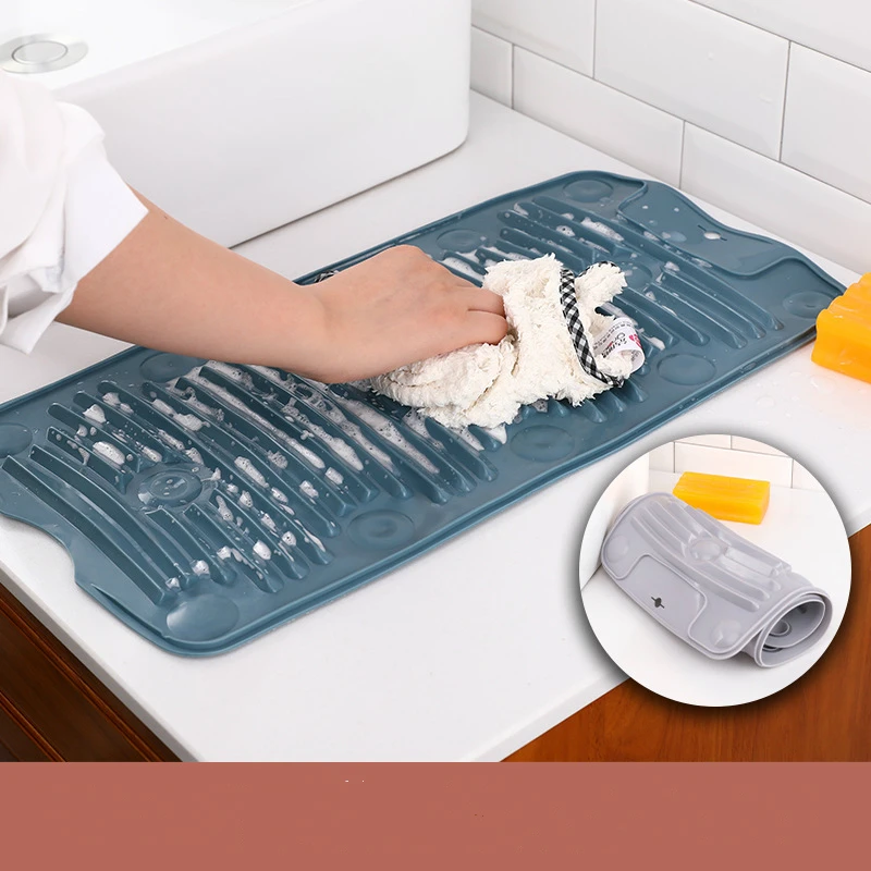 Silica Gel Washboard Household Bathroom Foldable Rubbing Board Suction Cup Anti-skid Rub Board Laundry