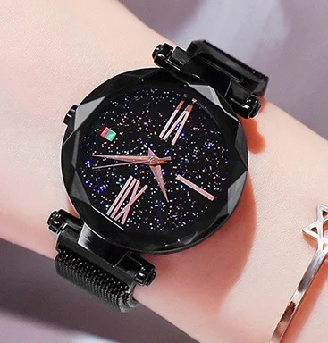 Женские часы со звездным небом стильные роскошные наручные цвета розового