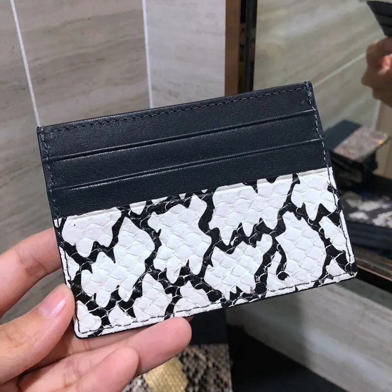 Black Card Holder3 CAJIFUCO ультратонкая кожа питона Porte Carte змеиная кожа кредитный держатель для карт кожаный кошелек для монет - Цвет: Black Card Holder3
