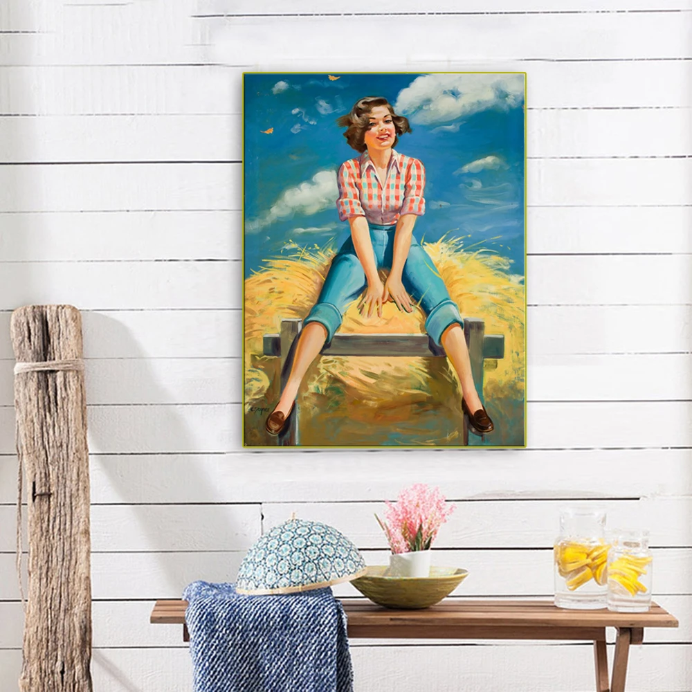 the girl American ellen barbara segner Printd on Canvas wall art oil painting | Painting &amp Calligraphy