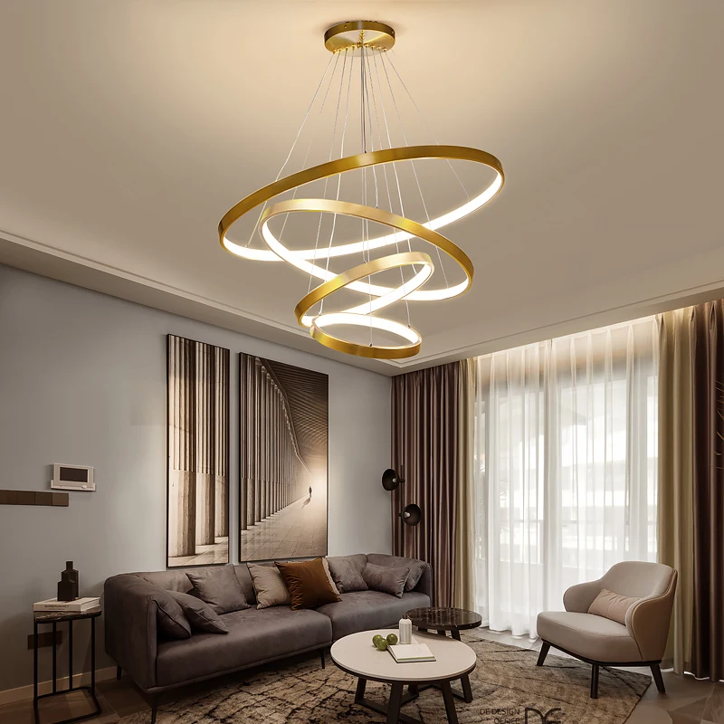 Современная Золотая круглая люстра с дистанционным управлением светодиодный