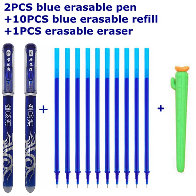 A style blue ink Стираемая ручка стержень набор гелевых ручек 0,5 мм синие/черные чернила стержни шариковые для школы и офиса канцелярские принадлежности - Цвет: A style blue ink