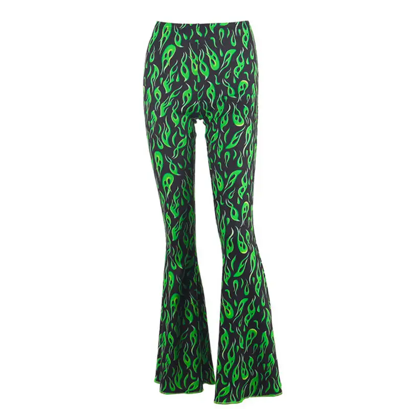 

Boho Multicolor Flare Pants Long Trousers Women Autumn Spring 2019 Casual High Street Casual Pants